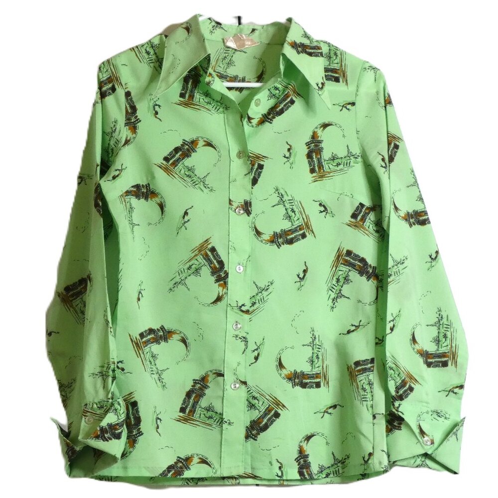 Vintage Shirt Nitto Collection Women Size S Italian Venice Gondola Long Sleeve